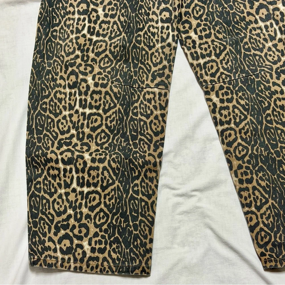 Ashley Mason Leopard Barrel Jeans High Rise Animal Print Denim Size 25 Y2K - Picture 8 of 10